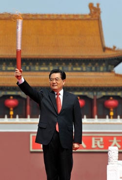 President Hu with the torch.jpg