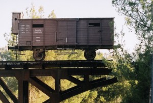 Railroad car used to transport Jews during World War 2, now on display at Yad Vashem.