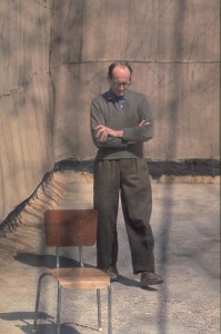 Adolf Eichmann, in an Israeli prison yard, 1961. (Courtesy Israel Government Photos)