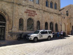 The anti-Semitic UN monitors Israeli activity from Jerusalem's Old City.