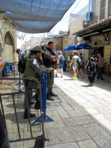 Israeli soldiers stand guard in Jerusalem's Old City.