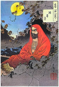 Bodhidharma, woodblock print by Yoshitoshi, 1887.