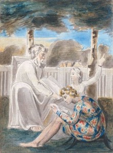 William Blake's watercolor of "Age teaching youth", a Romantic representation of mentorship.  via wikipedia.org