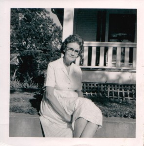 Grandma in front of the Birmingham house