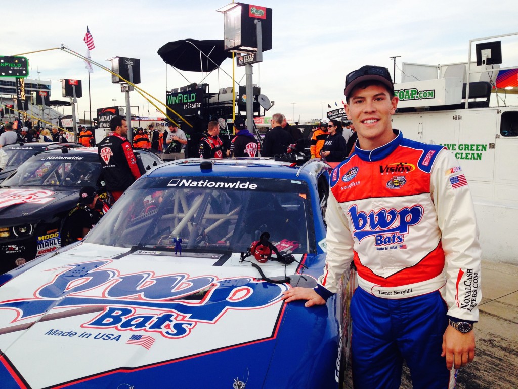 Tanner Berryhill next to his #17 Nationwide Series car just before the start of the O'Reilly Auto Parts 300 at Texas Motor Speedway on April 4, 2014 (Photo by Chad Bonham)