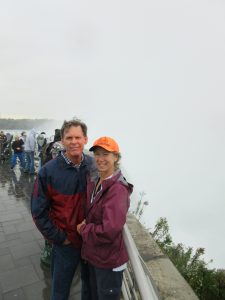 Doug and Cheryl in front of air mist plume at Niagara Falls