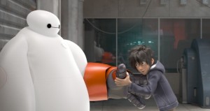 Hiro begins transforming Baymax into a superhero robot.