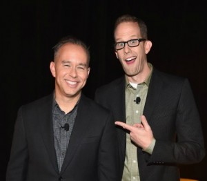 Jonas Rivera (producer) and Pete Docter (writer and director) for Inside Out (Disney/Pixar)