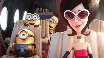 The Minions onto their new life with Scarlet Overkill (Sandra Bullock). Universal