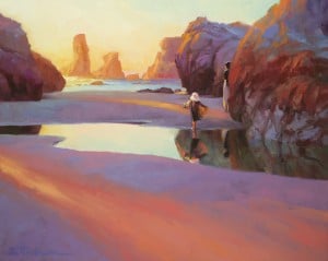 Difficult questions aren't answered quickly, but require a lot of reflection, study, prayer, and thought. Reflection, original oil painting by Steve Henderson; licensed open edition print at Great Big Canvas.