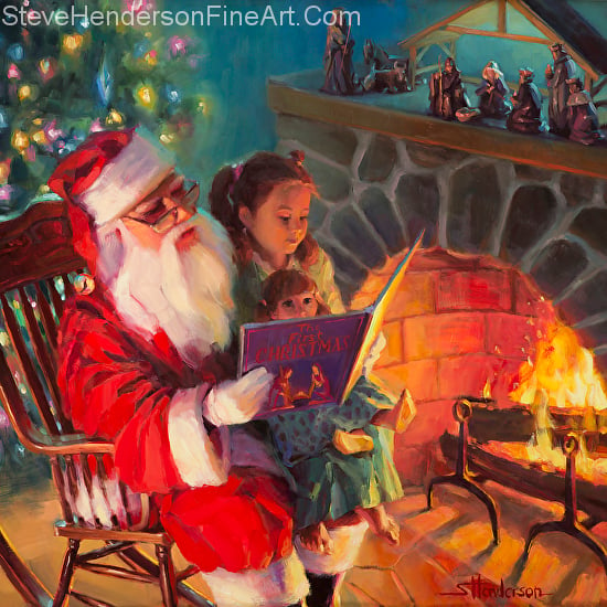 Christmas Story original Santa painting and licensed print by Steve Henderson