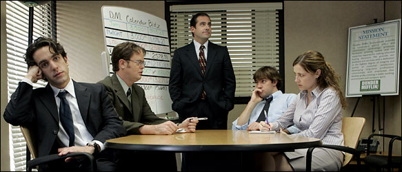 Prayer -- whether it is individual or in a group setting -- is intimate, not businesslike. Scene from  The Office, courtesy Paul Drinkwater, NBC