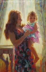 Madonna and Toddler inspirational original oil painting of mother and child by Steve Henderson, licensed prints at Framed Canvas Art, iCanvasART, and Amazon.com