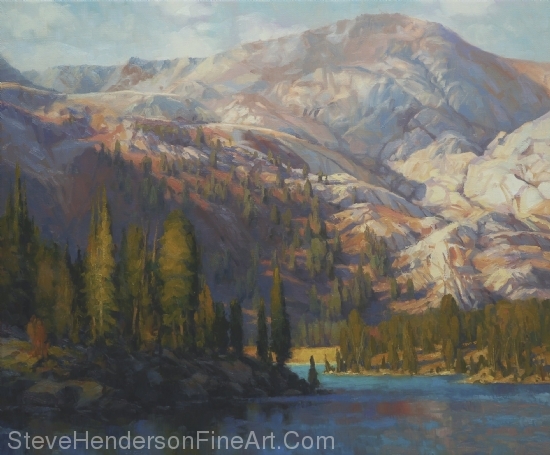 The Divide inspirational original oil painting of alpine mountain and lake in the Wallowas by Steve Henderson