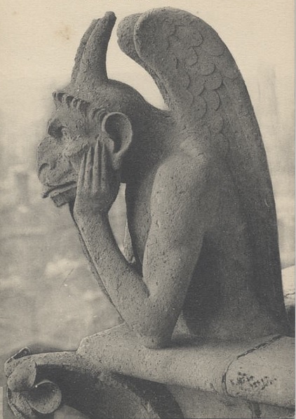 Not all creatures with wings are angels. Not all that we are taught about God is true. Vintage 1930s Paris Postcard Image.