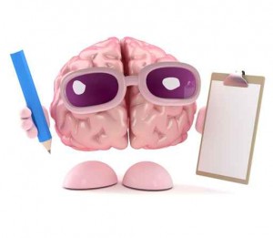 Brain has a clipboard and pencil
