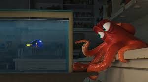 Dory (in the tank) with a little help from a friend, in Finding Dory. ((mage sourced via google images). 