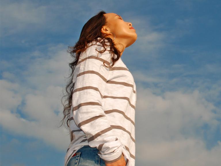 woman looking at sky