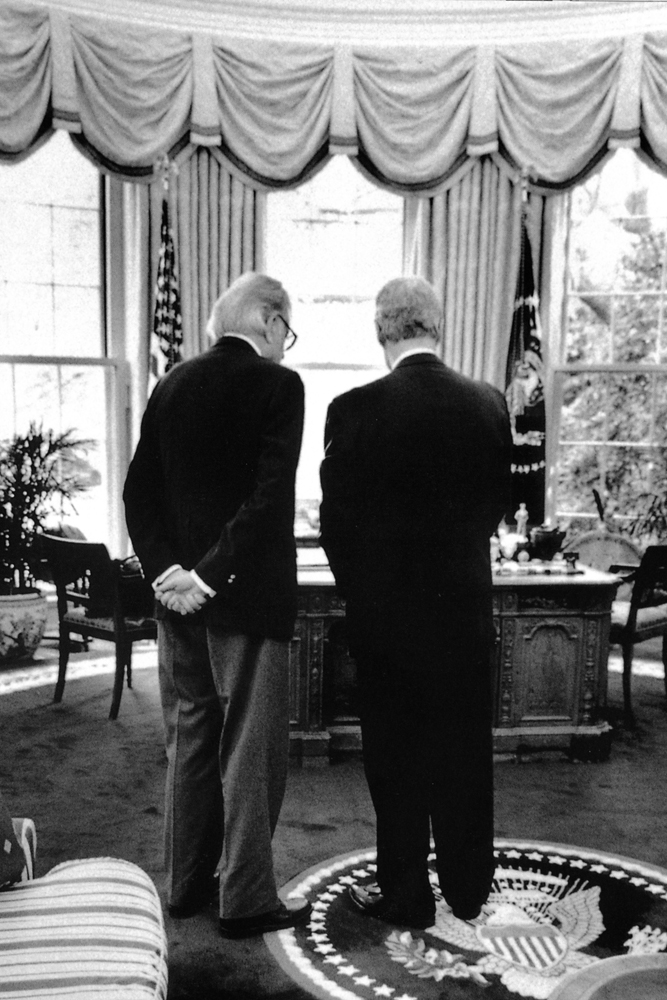 Rev. Billy Graham with President Clinton in the Oval Office