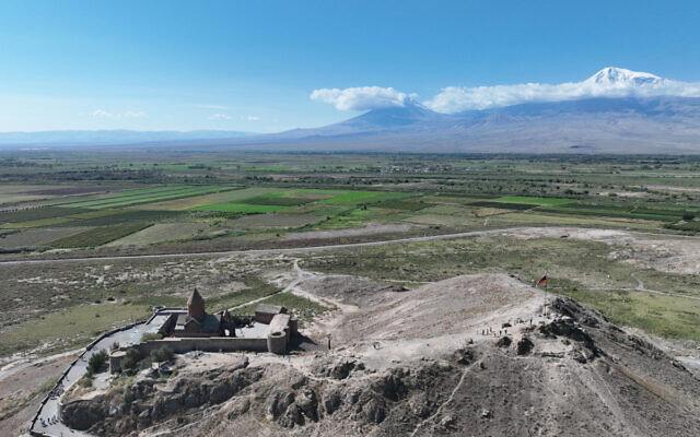 An aerial shot of the oldest Armenian church discovered in October 2024