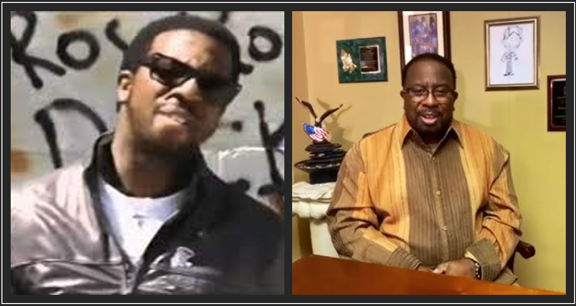 Stephen Wiley, known as the Godfather of Christian Rap,' in 1985 (left) and 2022 (right)